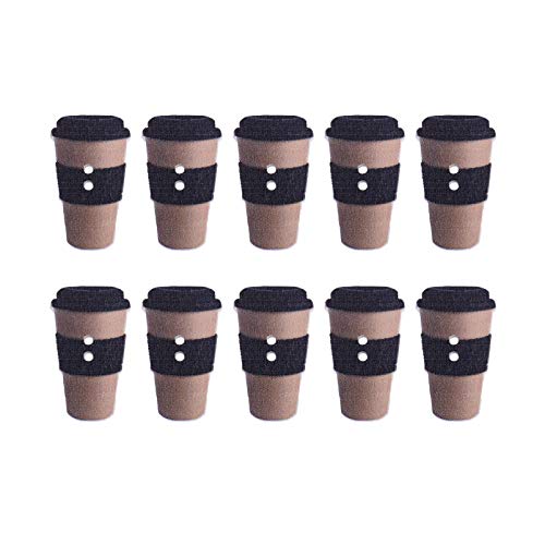 ARTIBETTER 100pcs Wooden Buttons Coffee Cup Design Sewing Button Decorative