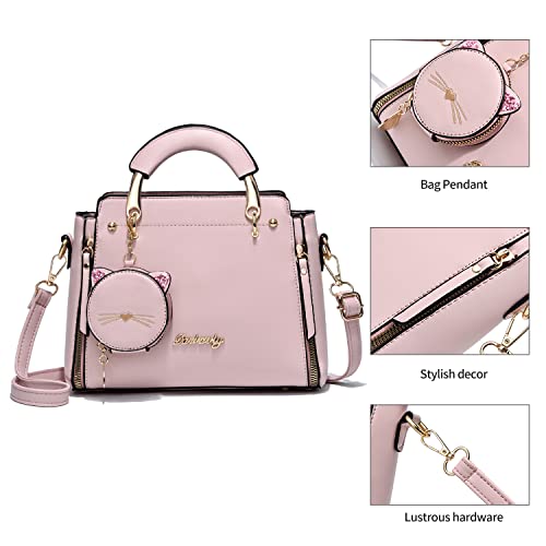 Xiaoyu Fashion Purses And Handbags For Women Ladies Leather Top Handle Satchel Shoulder Bags Small Totes (Pink) #TOP6