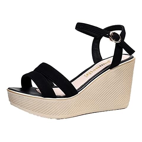 Wedges Sandal for Women Outdoor Heeled Adjustable Buckle Ankle Strappy Dress Platform Waterproof Open Toe Shoes Cover
