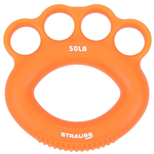 STRAUSS Silicone Adjustable Finger and Hand Exerciser | Finger&Palm Gripper | Hand Strengthener for Carpal Tunnel Relief and Grip Strength for Men & Women, (Orange)