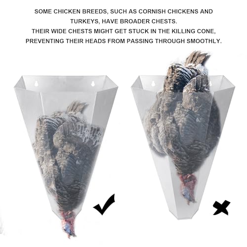 Holdly Poultry Restraining Cone for Poultry Killing, Flat Back Killing Cone for Chicken, Large Layer