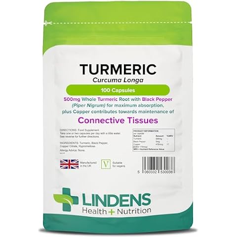 Lindens Turmeric 500mg with Black Pepper Capsules Cover