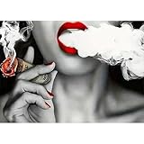 JICFDAO Diamond Painting Frau 40x30cm Diamond Painting Sexy Mund Rot Stickbilder Erwachsene Anfänger Diamant Malerei Bilder Mode Frau Abstrak Basteln, Malen Handarbeiten für Wohnzimmer Arbeitszimmer