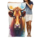 Taille : mesure 132,1 x 81,3 cm, taille comme un drap de bain et un drap de bain pour une couverture supplémentaire, comme les serviettes de corps Classic Bull Bronze Print No.20 sans être lourdes à transporter