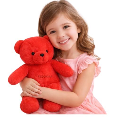 Image of 1.5ft Teddy Bear Soft Toy for Girls Boys Kids, Red, Plush Stuffed Baby Gift Birthday, 45cm