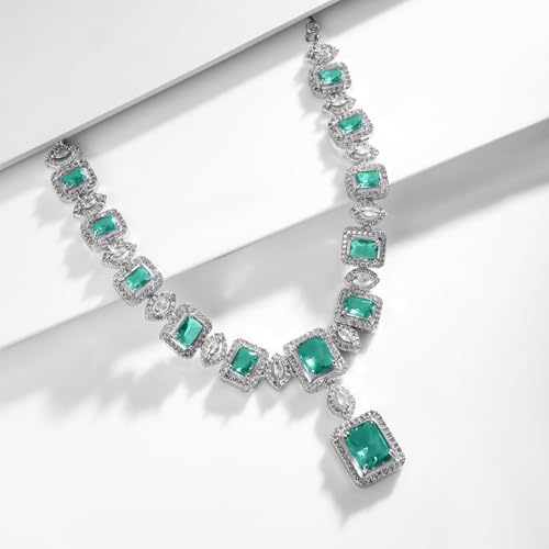 Image of Rubans American Diamond Zirconia Necklace Set Stylish Jewellery Gift for Women & Girls
