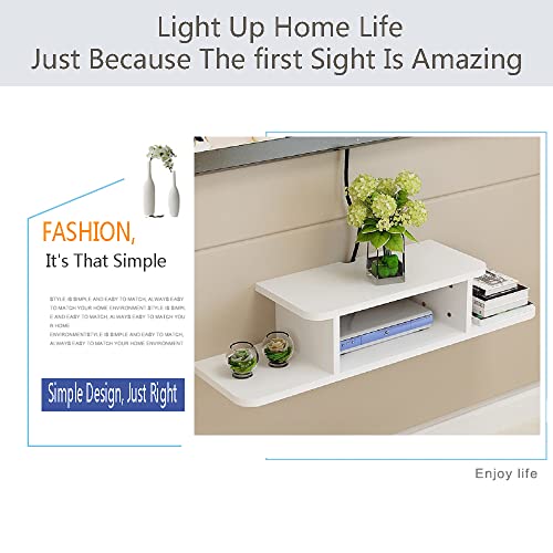 Bijun Floating Tv Shelf Entertainment Center Wall Mounted Media Console, Router Dvd Shelf, For One/Ps4/Cable Box/Dvd Players/Game Console Streaming Media Equipment (Black, 35.4) #TOP4