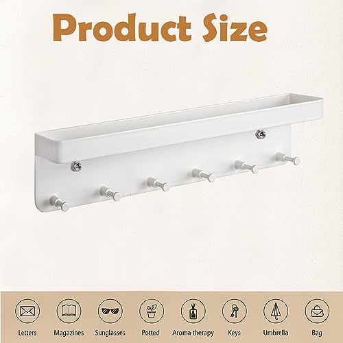 Echehi 6 Hooks Key Holder for Wall 2 Ways Easy to Install Key and Mail Holder,Key Hooks Wall Mounted for Entrance Area Hallway - Image 4