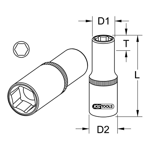 KS Tools 918.1252 1/2-inch 22mm Chrome Plus Hex Socket Deep - Image 4