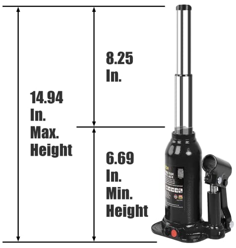 Image of Torin 2 Ton (4,000 LBs) Double Ram Welded Bottle Jack for Car Auto Repair and House Lift, Black, ATH80202XB