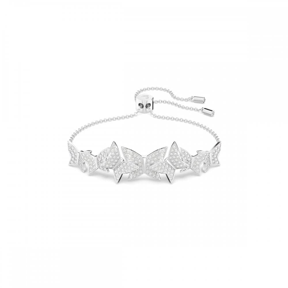 Swarovski Lilia Adjustable Soft Bangle, Butterfly Design with Pavé Crystals in a Rhodium Plated Setting, from the Lilia Collection