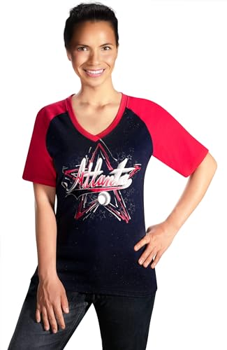 Simapak Camisetas femininas de beisebol Cage Fans Athletic City Raglan - azul royal e branco, Azul m