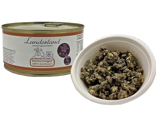 Lunderland Dosenfleisch Blättermagen 5 x 300g Dosen (insg. 1,5kg) Hundefutter Nassfutter 100% Blättermagen vom Rind für Hunde und Katzen