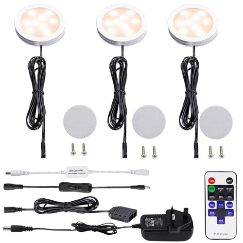 AIBOO LED Kitchen Under Cabinet Lighting Kit, 3 Pack, Warm White