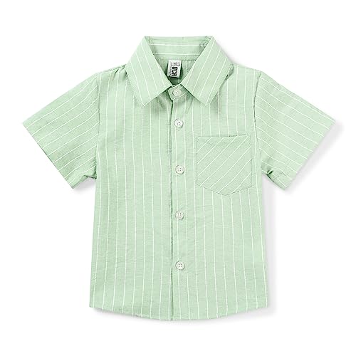 Chemise garçon manches courtes Oxford au tissage rayé haut de gamme