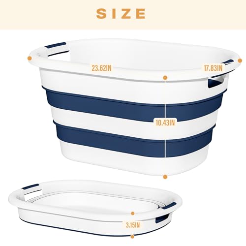 OOAMBB-43L115Gallon-Collapsible-Laundry-Basket-Plastic-Blue-1-Pack-Pop-Up-Laundry-hamperStorage-Container-Foldable-Laundry-Basket-with-Large-CapacitySturdySpace-Saver