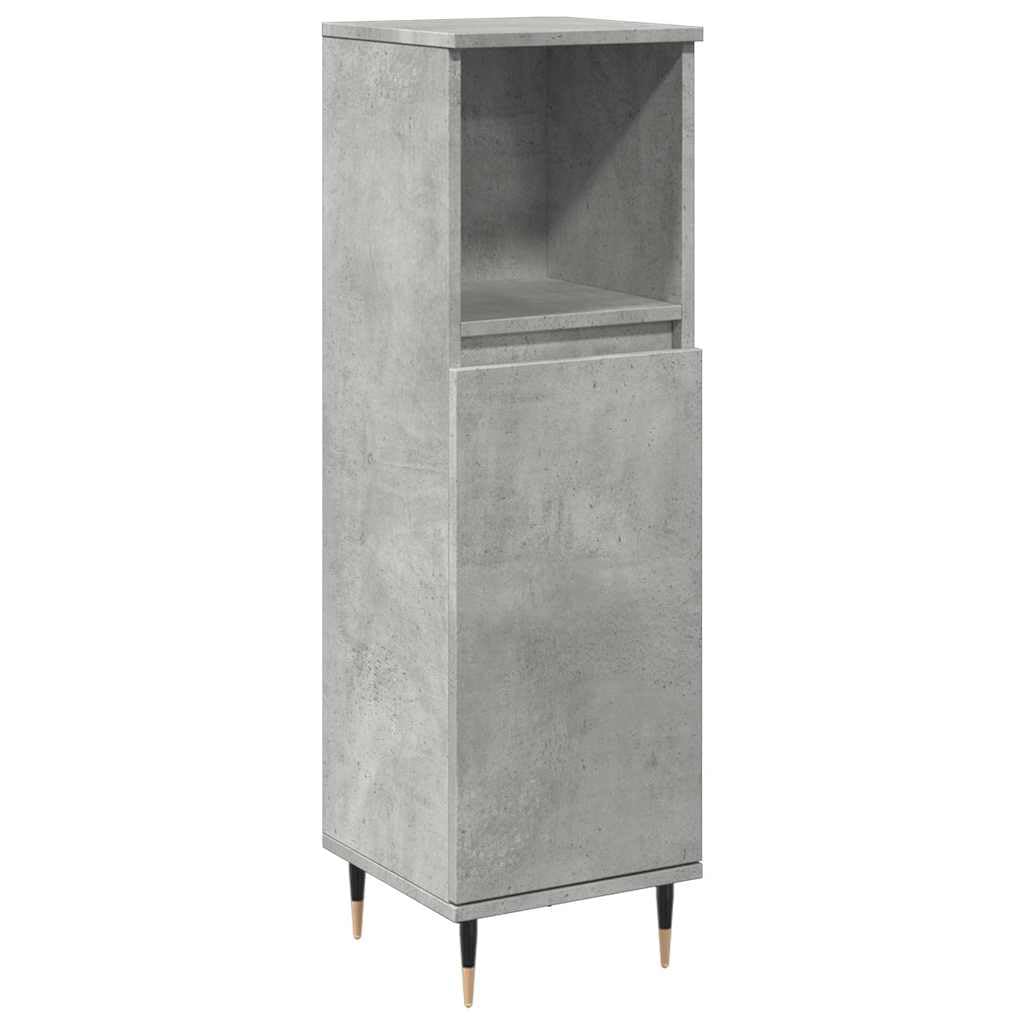 Armario de baño gris cemento, 30 x 30 x 100 cm, madera con patas de hierro, diseño moderno, resistente y duradero, para baño, invitados, inodoro, pasillo
