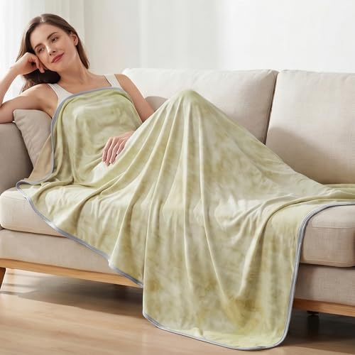 Image of Guohaoi Cooling Throw Blanket for Hot Sleepers, Twin Size 90''x108'' Lightweight Breathable Summer Bed Blanket for Couch, Arc-Chill Q-Max >0.5 Cool Fiber, Lightweight Blanket Yellow