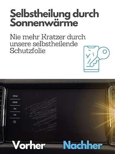 DISSKIN® Displayschutzfolie Kompatibel zu Skoda Kodiaq Columbus - selbstheilend durch Wärme, Matt, antibakterielle Beschichtung, Anti-Fingerabdruck