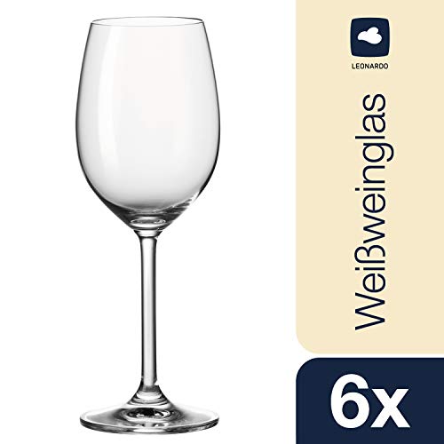 Foto von Leonardo Daily Weißwein-Gläser 6er Set, Kelch mit Stiel, spülmaschinenfeste Wein-Gläser, Höhe 22 cm, 370 ml, 063315