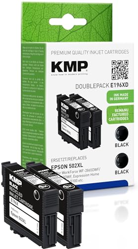 KMP Cartouches compatibles avec Epson Pro WF-2865DWF, remplace 502XL T02W14 2 x Noir remanufacturé