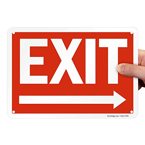 SmartSign - S-1253-PL-10 "Exit" Sign with Right Arrow | 7" x 10" Plastic White on Red