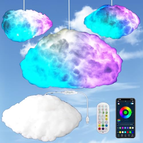 Mimiear Cloud Led DIY Lights for Bedroom,Multicolor Creative Night Lighting Kit Music Sync with APP Control, RGB with IC Coolest Ceiling Decoration for Room Home Party (1-Pack)