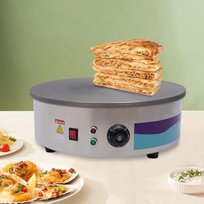 Elektrische Crepesmaker, Tortillas Galettes Burritos Tacos Maker, Pfannkuchen Maker, mit Teigteiler und Spatel, Heizfläche mit Ø 45 cm, Antihaftbeschichtung, Für Crepes, Pancakes und Taccos – Bild 5