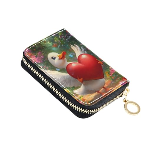 Love Dove Heart Wings Romantic Womens Wallet Zip Around RFID Blocking Card Holder Cute Animal Coin Change Purse with Zipper