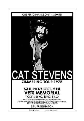 Raw Sugar Art Studio Cat Stevens 1972 Columbus Concert Poster