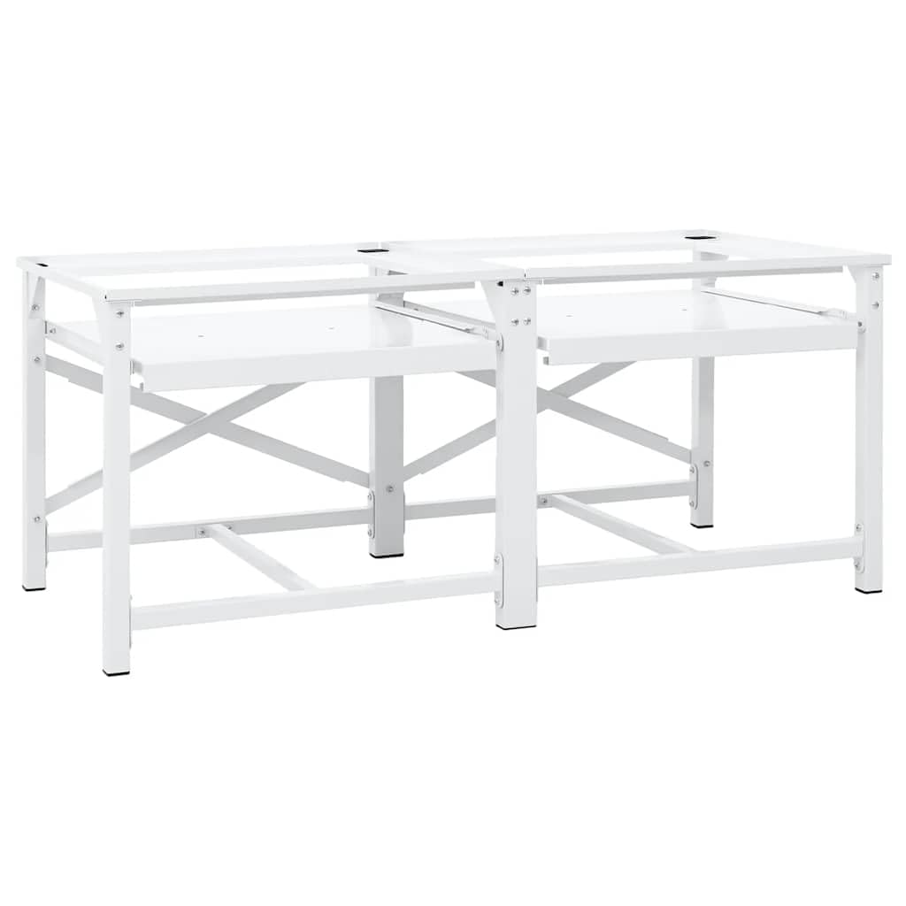 Soporte para lavadora de acero blanco 120 x 56 x 52 cm con 2 estantes y almohadillas antideslizantes de 200 kg para accesorios de lavadora