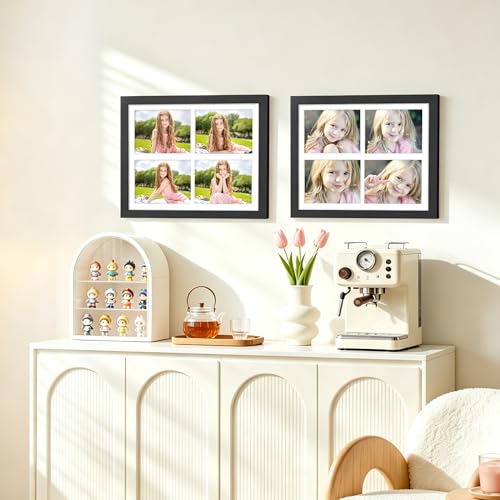 Image of DUENPY 2-Pack 12x16 Picture Frames, 5x7 Collage Picture Frame, Displays Four 5x7 inch Photos, or 12x16 (Without Mat) for Available Horizontal Wall Mounting Display and Vertical, Black