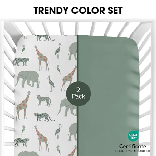 Image of Little Grape Land Crib Sheets for Boys and Girls 2pk Baby Crib Fitted Sheet for Standard Size Crib and Toddler Mattress Super Soft Baby Sheet