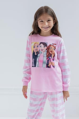Barbie Girls Pajama Shirt Pants and Slippers 3 Piece Little Kid to Big Kid4