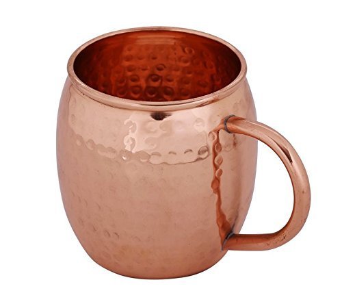 Rastogi Handicrafts PureCopper Barril Mug para Moscú Mulas  16 oz  sin Plomo Cobre  de Gran Calibre  sin Forro con Capa de Barniz, Metal