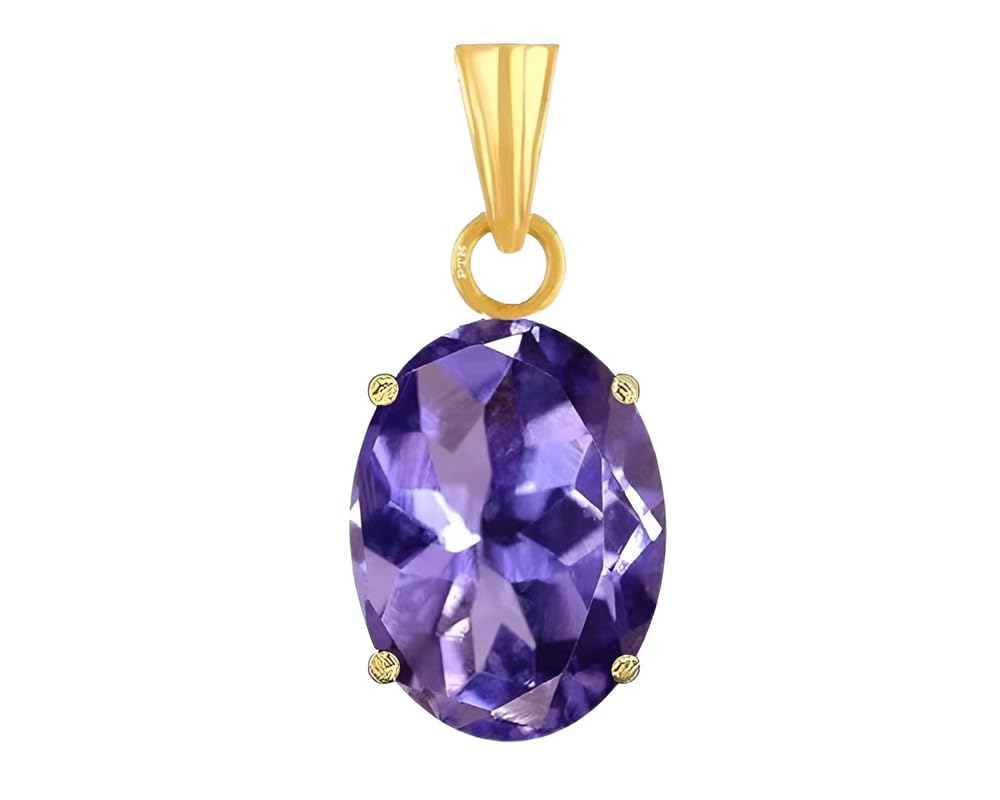 Ptm Natural Iolite/Neeli 3.25 to 10.25 Ratti or 3.00 to 9.50 Carat Astrological Certified Gemstone Panchdhatu/5 Metals 22k Gold Plated Pendant for Men & Women