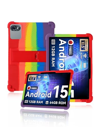 Coque TABWEE T80 10.5 pouces 2025 en silicone souple arc-en-ciel avec support