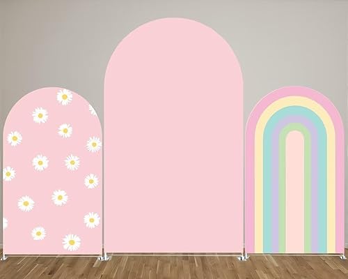 Miniatura 2 de Fundas de tela elástica de arco sólido rosa para fiestas geniales de doble cara, cubiertas de soporte de metal, para baby shower, boda, accesorios