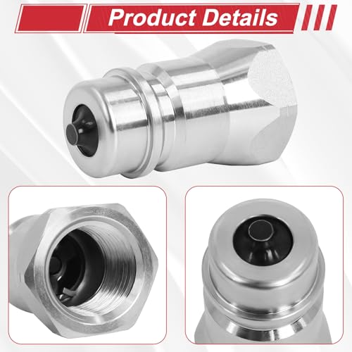 2Sets 3/8'' Ag Hydraulic Quick Connect Couplers with Dust Caps, ISO 5675 Pioneer Poppet Style, 3/8" NPT Thread by Hoqqf - Image 5