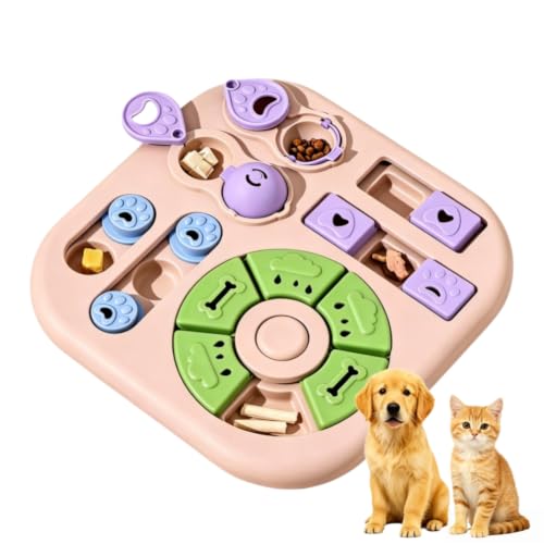 HAOYEGUOJI Interactive Cat Puzzle Toy & Treat Dispenser - Maze Slow Feeder for Small Medium & Large Cats Enrichment Toy for IQ Training Reduces Bloating & Prevents Gulping (Light Pink)