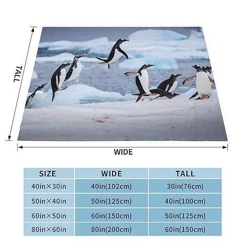 Couverture en flanelle pingouin, plaid doux idéal pour offrir