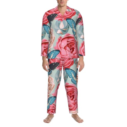 Pyjama homme manches longues imprimé fleur vêtement de nuit confortable tenue détente - 5