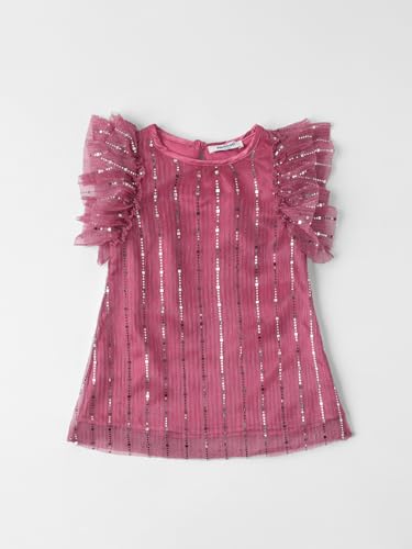 Image of Nautinati Baby Girls Fit & Flare Colourful Party Frock with Mesh & Sequins | Age 0-3 Years