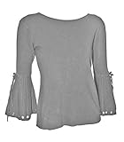  New Look wunderschöner zarter Pullover mit Trompetenarm und Nieten (Grey)