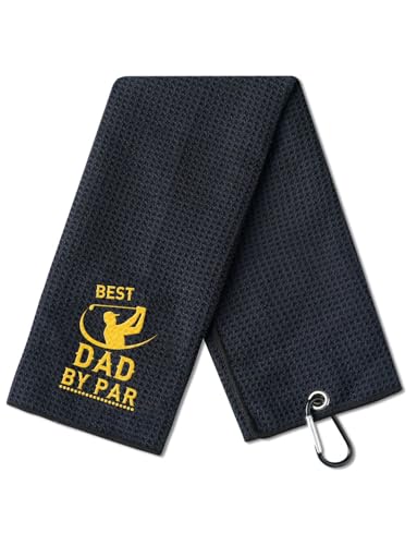 CybGene Dad Golf Towel, Dad Golf Gifts, Golf Accessory for Father on Birthday, Retirement, Father's Day, Christmas, Microfiber Golf Towel, Black