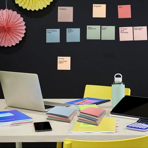 Newplenty Sticky Notes, 12 Packung Haftnotizen, 76 x 76mm Aesthetic Vintage Selbstklebende Klebezettel Notizzettel für Büro Zuhause Schule Sitzung (Zentimeter, 7.6x7.6)