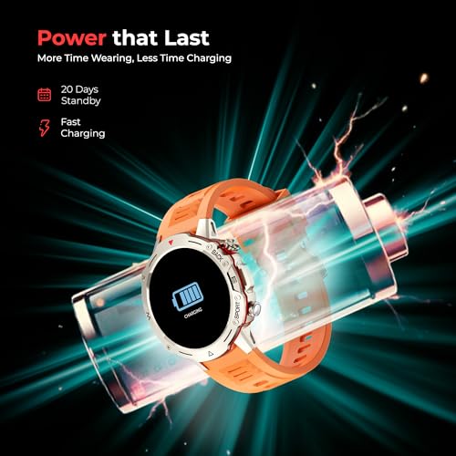 Image of Nervfit Blaze Smartwatch 1.4 inch LED Display, Bluetooth Calling, IP67 Waterproof, Heart Rate & SpO2 Monitor, Sleep & Stress Tracking, 7-Day Battery, Fitness & Sports Modes (Vibrant Gold)