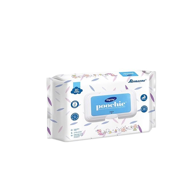 Dignity Poochie 100% Biodegradable Baby Wipes Enriched with Aloe Vera and Vitamin E, 150 x 200 mm (Pack of 2) 160 Wipes - Image 5 thumbnail