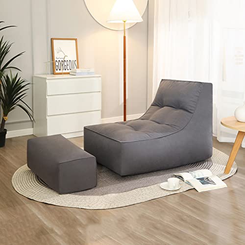 DTLEO Sac fèves Pouf Classique Poufs de Salon Intérieur et extérieur (sans Remplissage) Poufs de Salon Intérieur et extérieur, Salon, Balcon, Jardin, Sac de Haricots,Dark Gray Cover