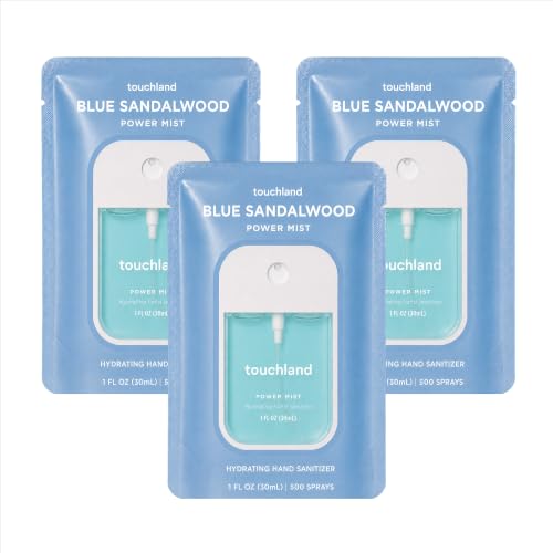 Image of Touchland Blue Sandalwood Hydrating Hand Sanitizer Spray 3 Pack Travel Size
